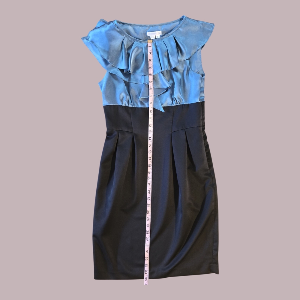 London‎ Times Black and Blue Ruffle Mini Dress - Picture 3 of 6